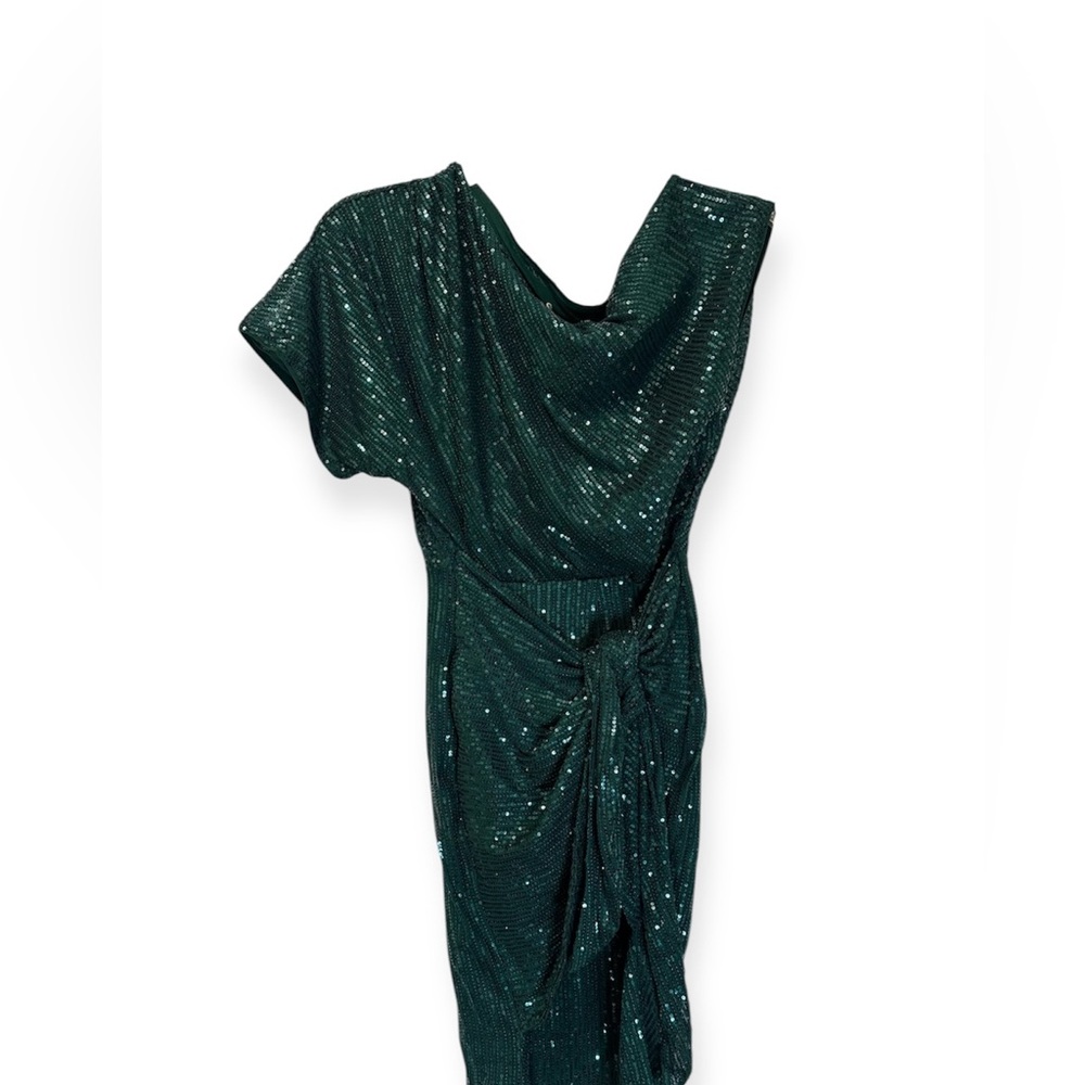 Grace Karin One Shoulder Green Sequin Dress